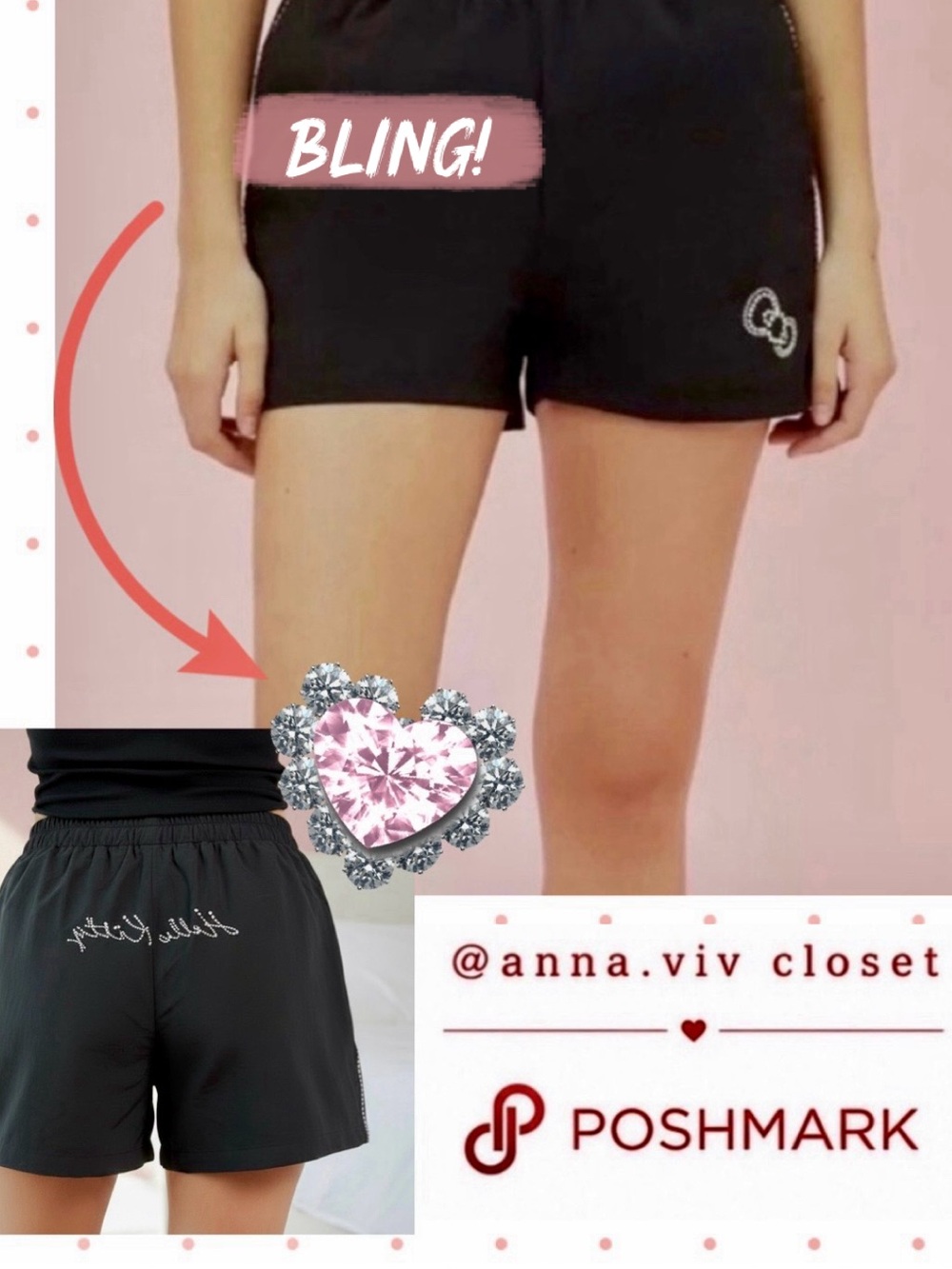 NWT Hello Kitty anniversary x Forever 21 Black embelished Shorts💎